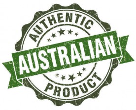 Australian product green grunge retro style isolated seal
