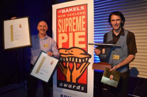 2015 Supreme Pie Award winners Iain Beaton and Shane Forster of New World Greenmeadows bakery, Napier.