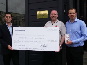 Presenting the cheque to the RSA – Troy Culpitt, RNZRSA CEO David Moger and Sam Aitken of William Aitken & Co.