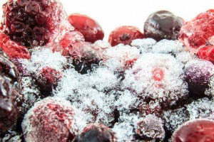 Frozen mix berries on a white background