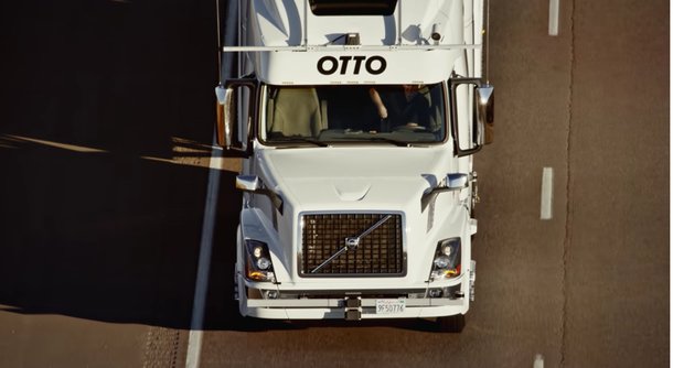 Self-driving truck transports trailer-load of beer