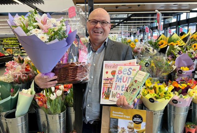 Foodstuffs NZ Head of Customer Insights and Intelligence Chris Day with popular Mother's Day gifts